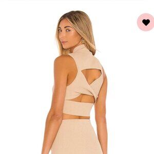 Camila Coelho Eliza Tan ribbed crop top Size S